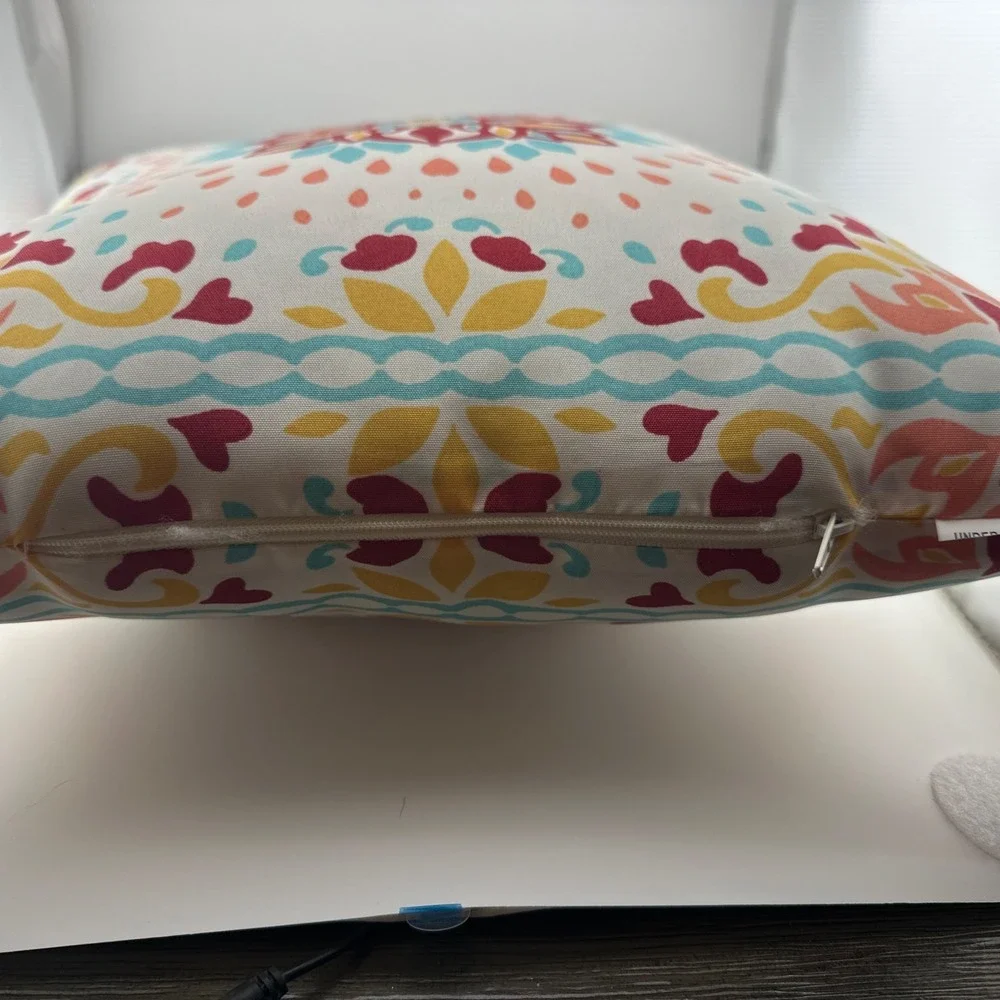 Boho Outdoor Throw Pillow 16 x 16 Waterproof